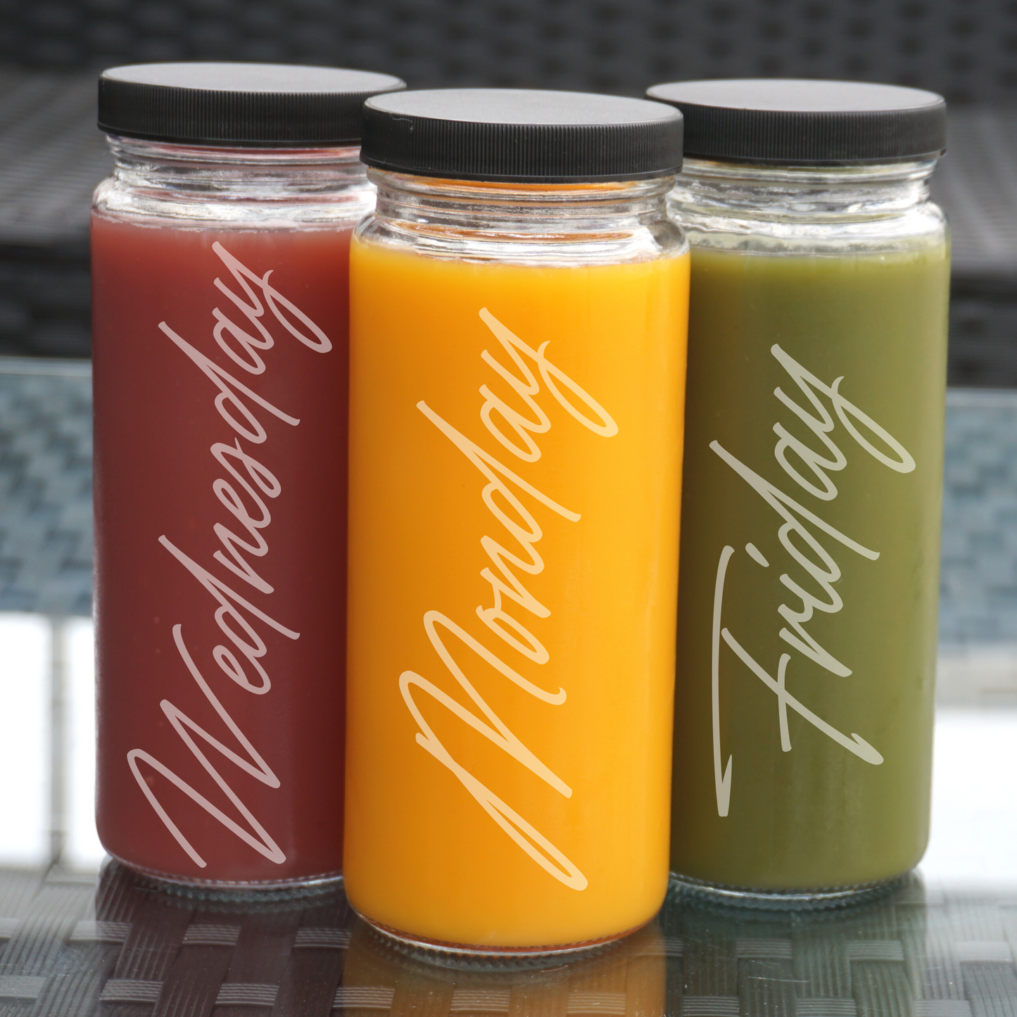 Etched Daily Juicing Glass Bottles