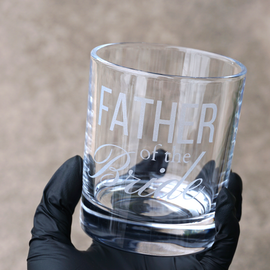 Father of the Bride Etched Rocks Glass