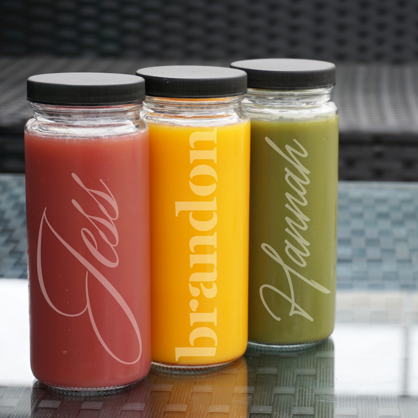 Custom Etched Juicing Bottles