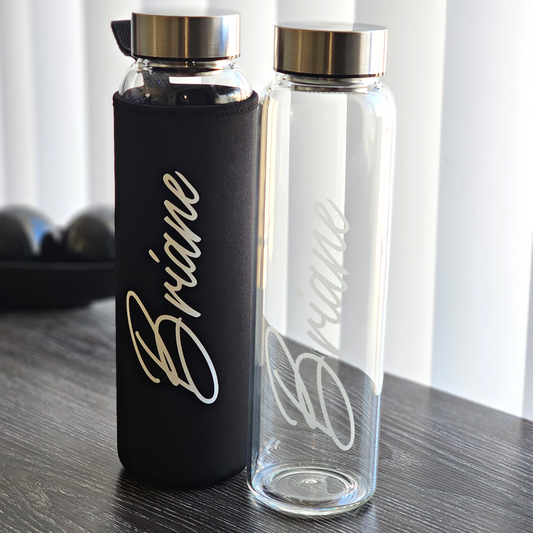 Custom Etched 32oz Glass Water Bottle