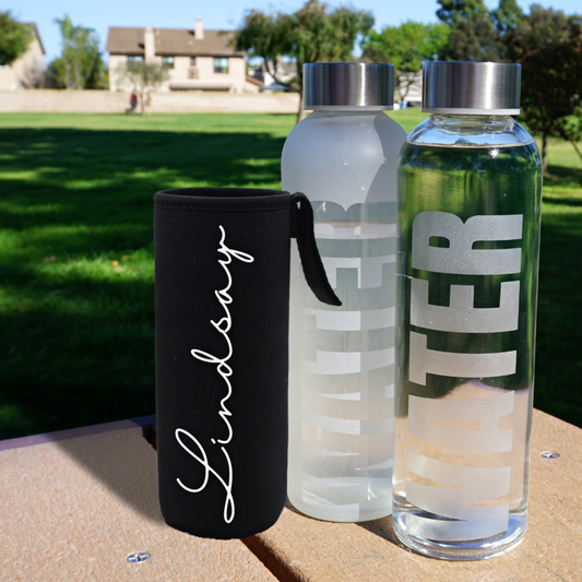 Custom Etched Glass Water Bottle