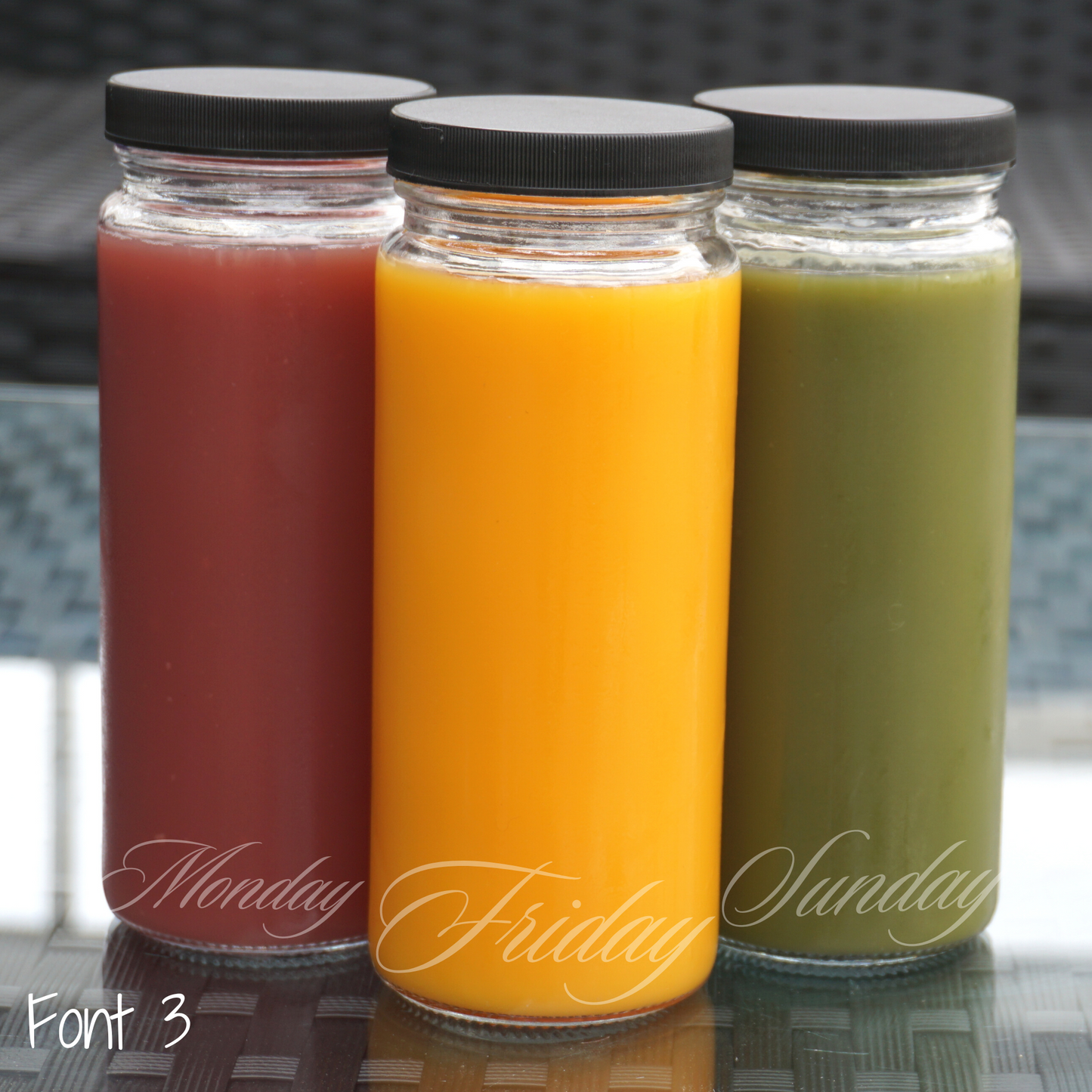 Etched Daily Juicing Glass Bottles